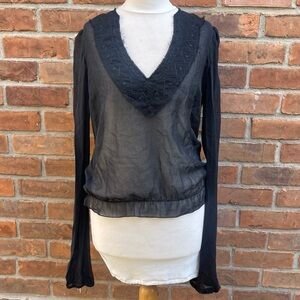 NWT Patrizia Pepe Sheer Long Sleeve Top